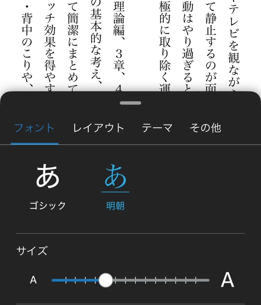 文字サイズ変更後の画面