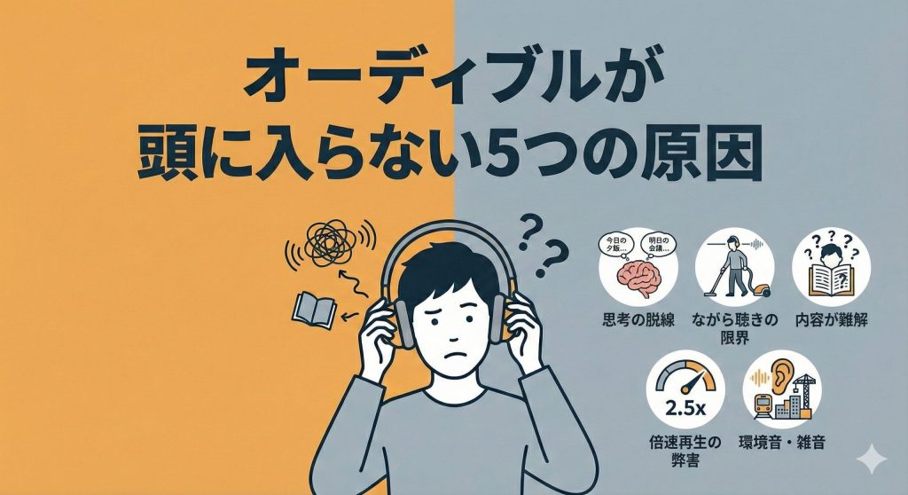 オーディブルが頭に入らない５つの原因