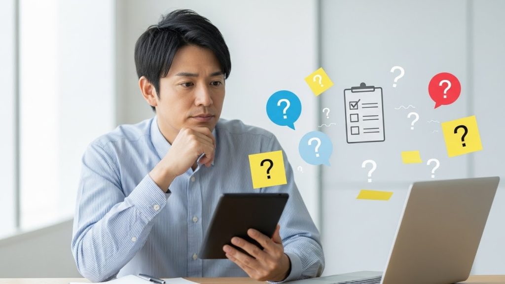 端末の買い時や使い方、解約などの疑問を整理して解決していくFAQパートのイメージ