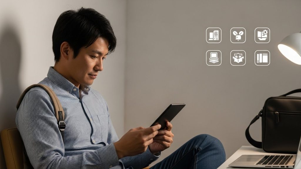 スキマ時間に手軽に読めて、部屋も片付くなどKindleで漫画を読むメリットを感じる場面