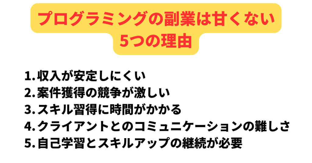 プログラミングの副業は甘くない5つの理由