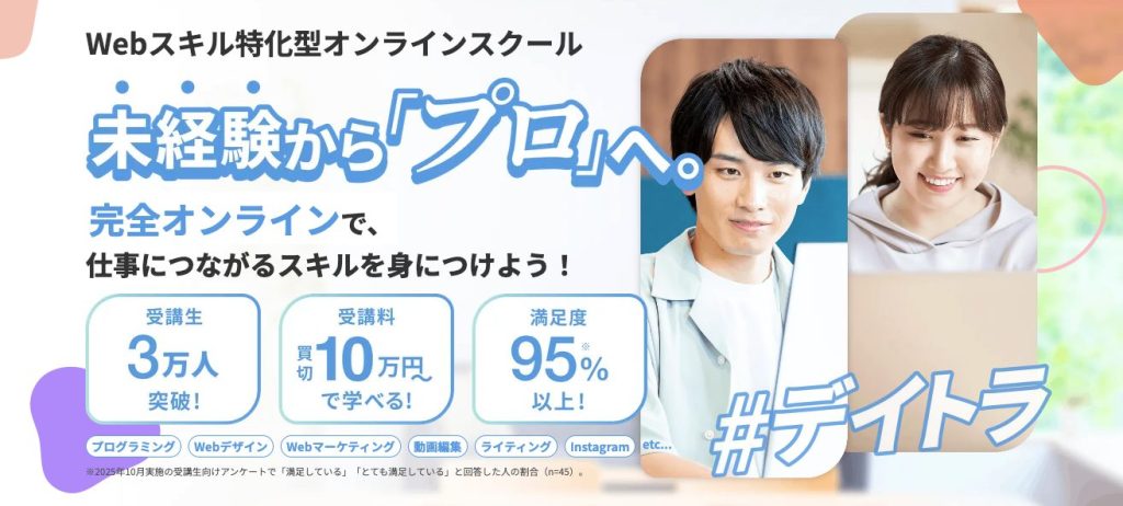 デイトラのサービス概要を紹介したメインビジュアル画面
