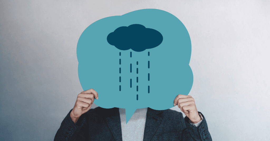 雨が降っている吹き出しを持った画像