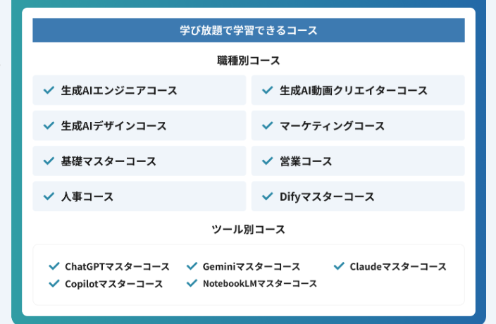 DMM生成AICAMP　学べるスキル