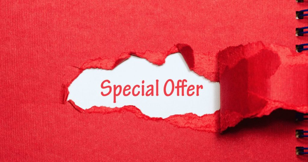 赤字のスケッチブックにSpecialOffer
