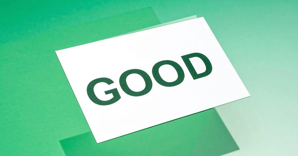「GOOD」の文字が入ったカードのビジュアル。