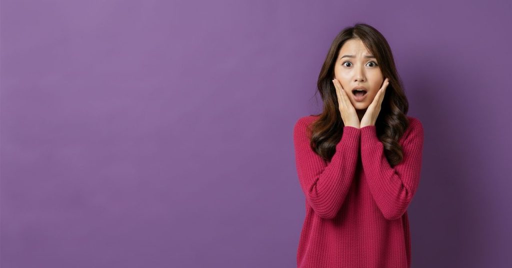 「まずい」と言ったような雰囲気がある女性のビジュアル