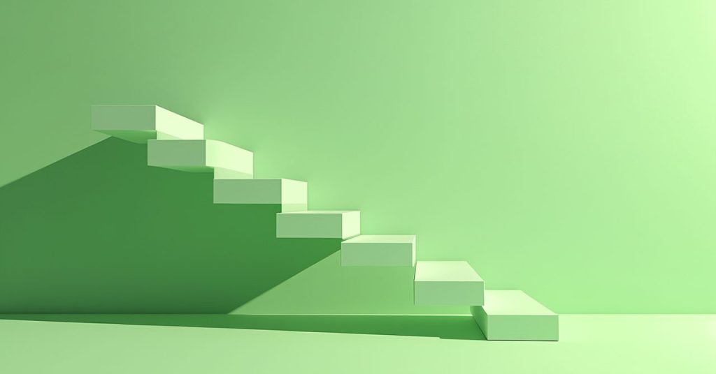 階段の画像。ステップフローをイメージしたビジュアル。